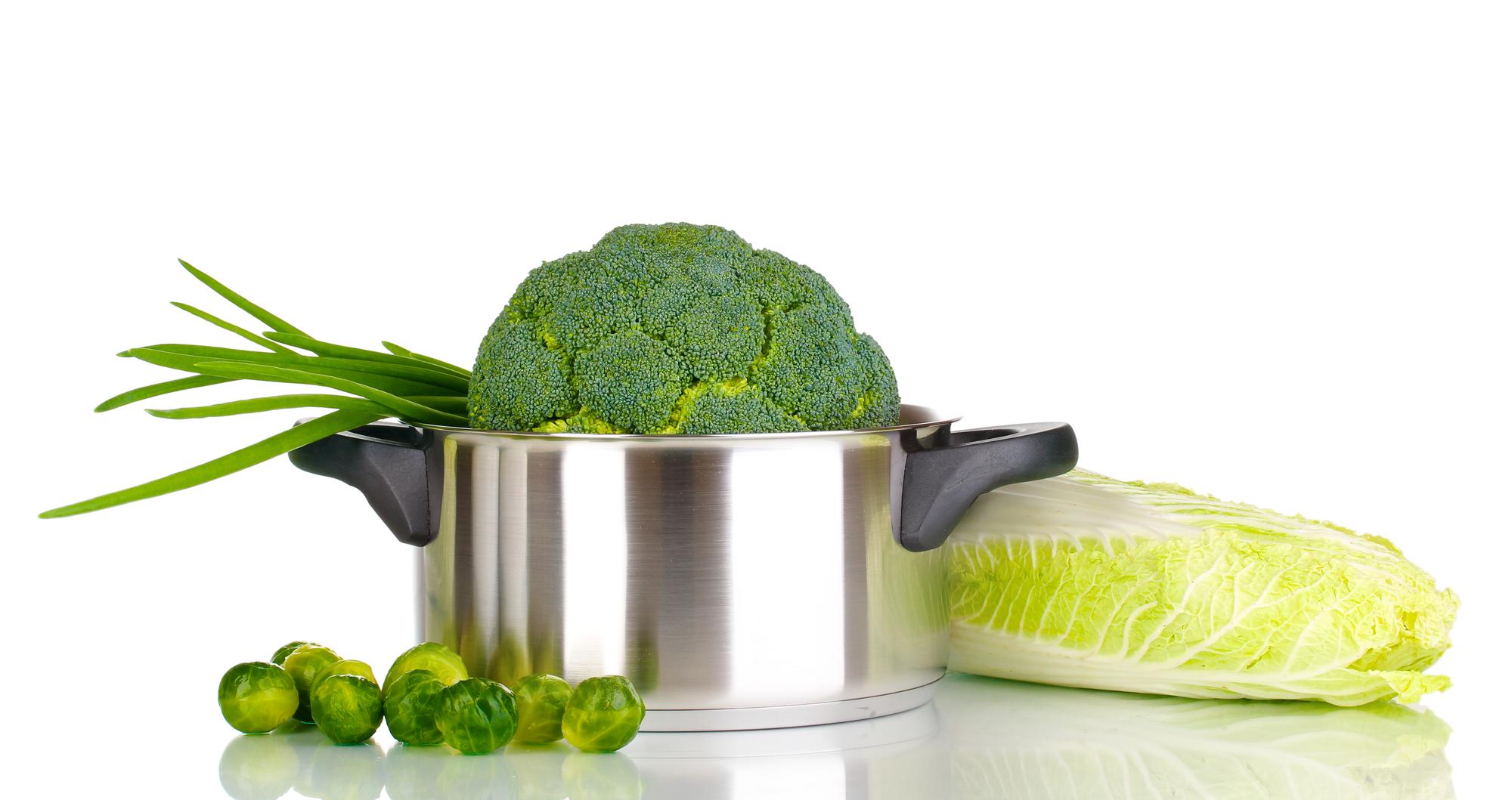 Close-up of quick vegetable mise en place