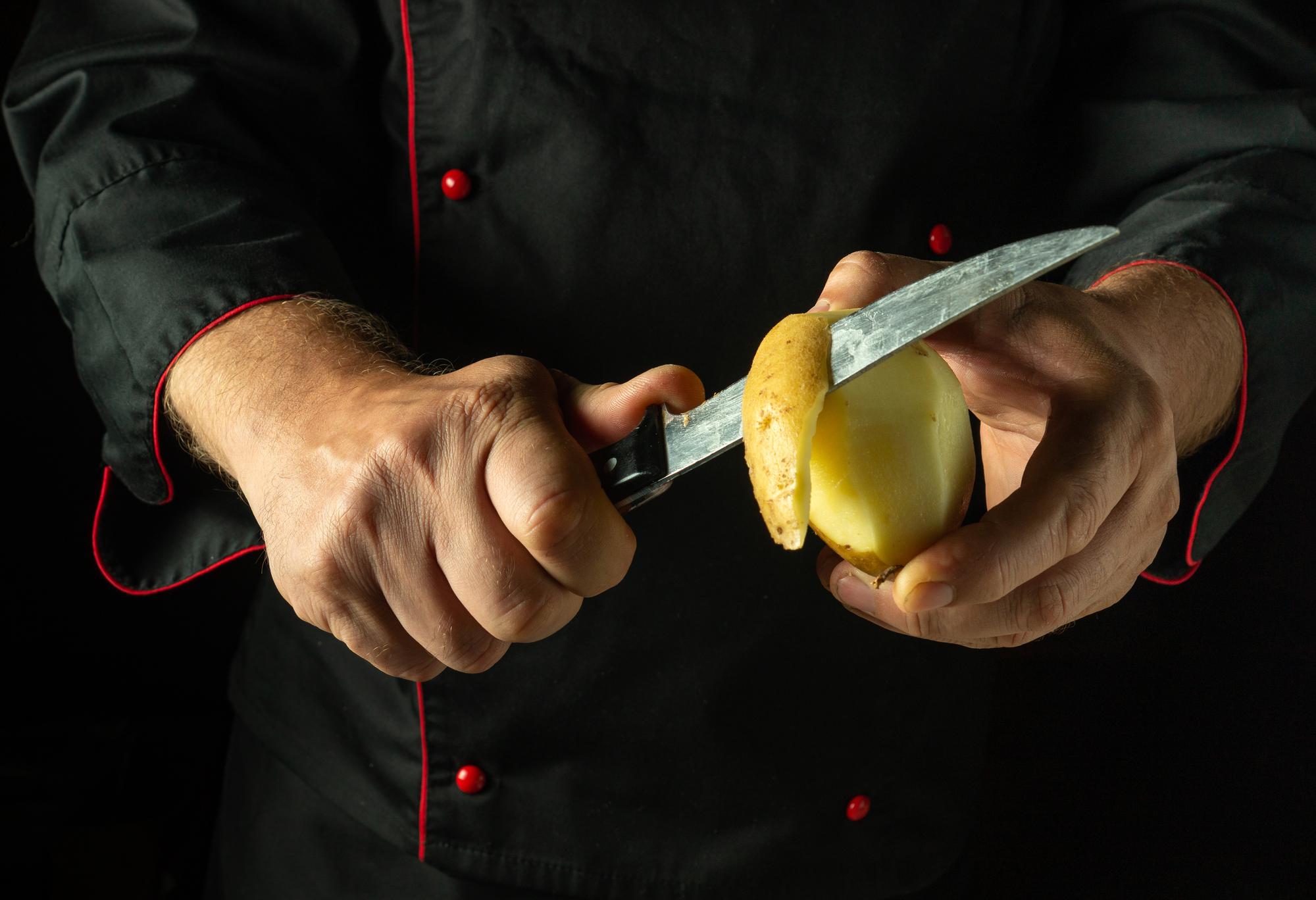 Chef demonstrating knife skills